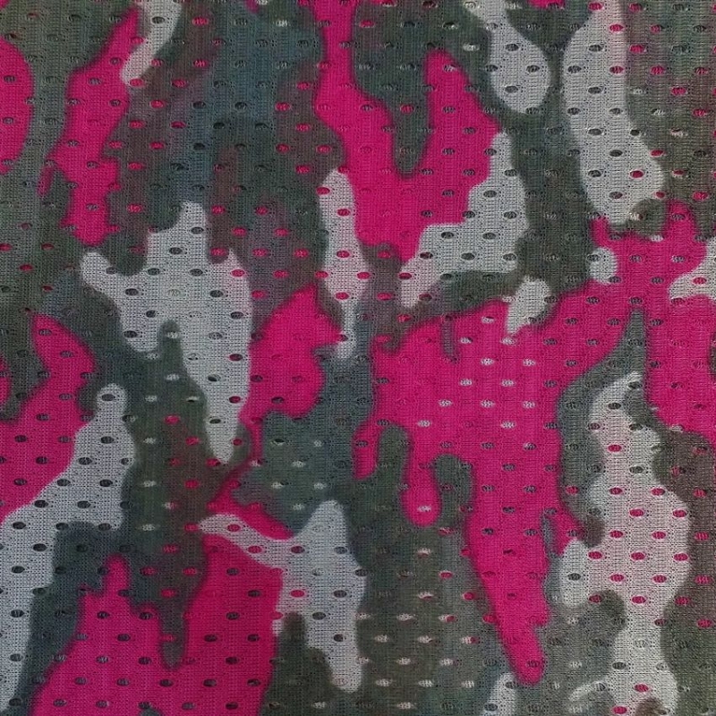 Camouflage Print Football Mesh Fuchsia